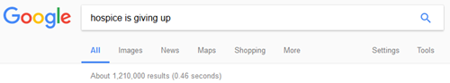 is hospice giving up google search